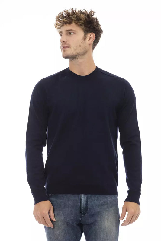 Alpha Studio Elegant Blue Crewneck Sweater for Men