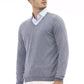 Alpha Studio Elegant V-Neck Sweater in Light Blue
