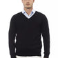 Alpha Studio Elegant V-Neck Sweater in Sleek Black