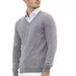 Alpha Studio Chic V-Neck Sweater in Subtle Gray