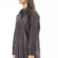 Alpha Studio Chic Brown Leatherette Shirt with Pocket Detail