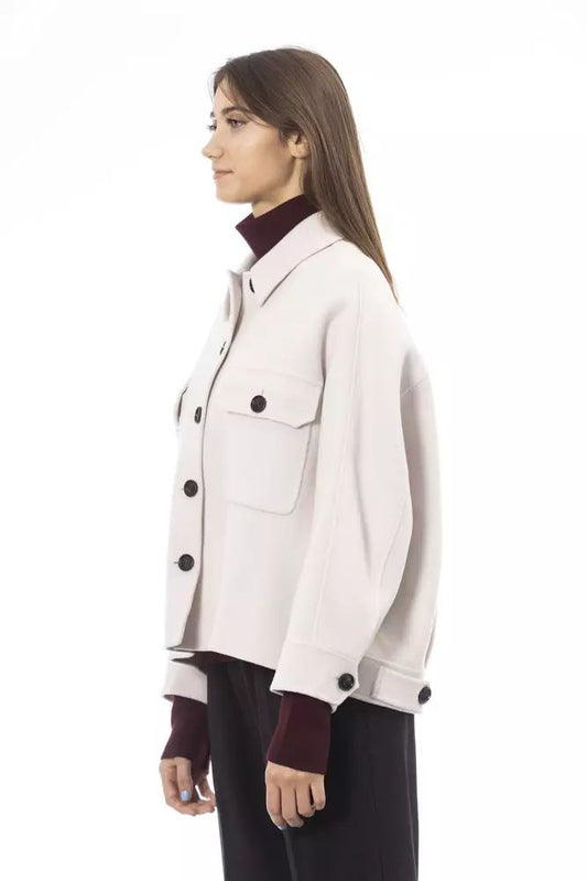 Alpha Studio Elegant White Wool Blazer Jacket