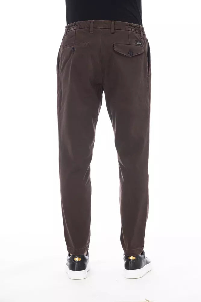 Distretto12 Chic Brown Cotton Blend Trousers