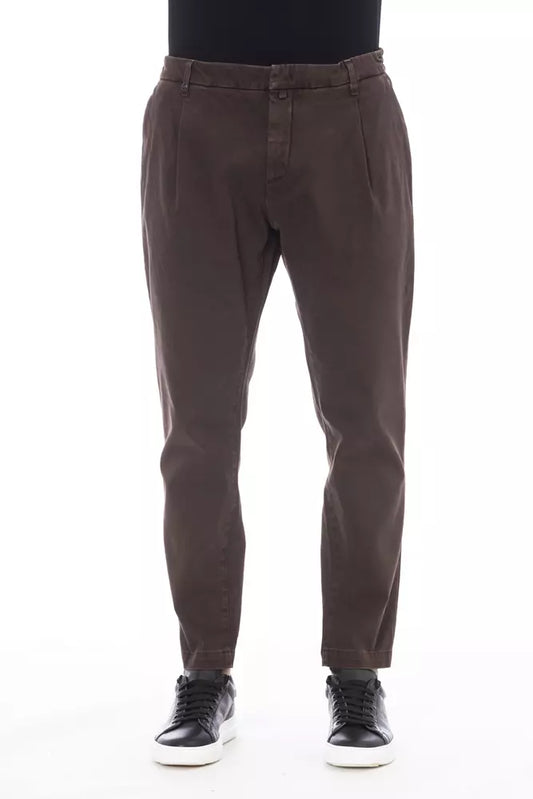 Distretto12 Chic Brown Cotton Blend Trousers