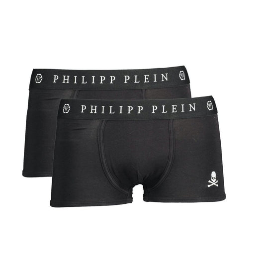 Philipp Plein Sleek Black Cotton Boxer Duo