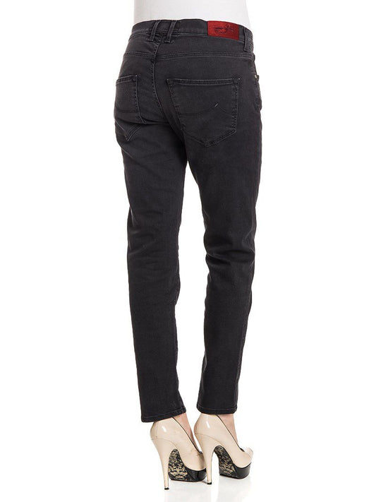 Jacob Cohen Elegant Black Karen Jeans with Pony Skin Patch