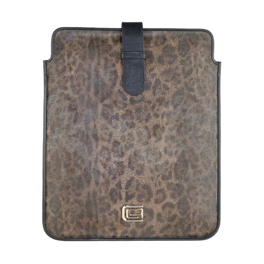 Cavalli Class Chic Calfskin Tablet Case with Leopard Accent