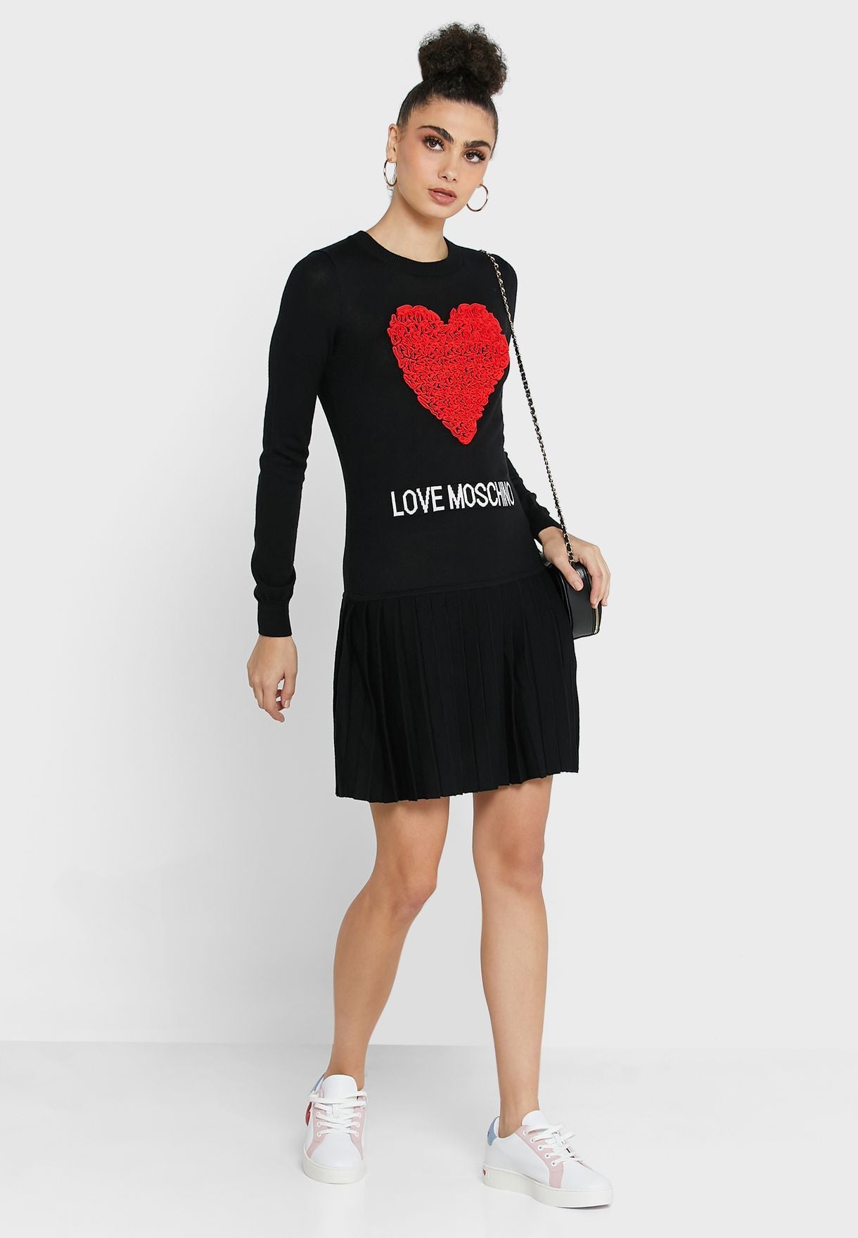 Love Moschino Embossed Heart Crewneck Knit Dress