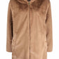 Love Moschino Elegant Beige Faux Fur Hooded Coat