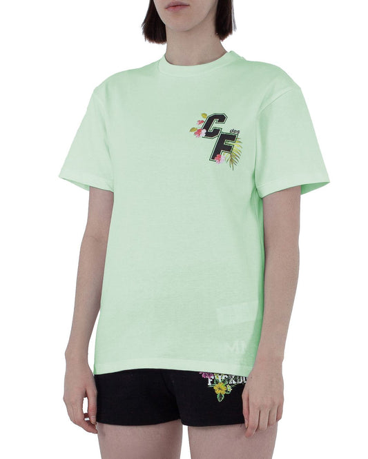 Comme Des Fuckdown Chic Logo Crew Neck Tee in Lush Green