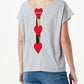 Love Moschino Chic Embroidered Logo Cotton Tee with Back Heart Detail