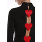 Love Moschino Chic Embroidered Heart Back-Slit Cotton Dress