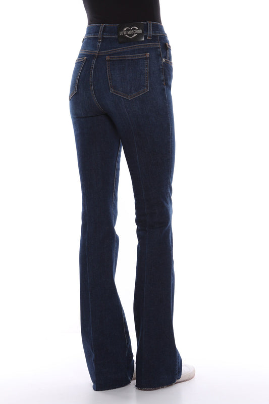 Love Moschino Chic Bell-Bottomed Dark Blue Jeans for Women
