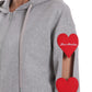 Love Moschino Heart Applique Cotton Hoodie with Zip Closure