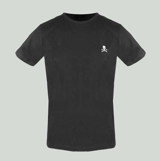 Philipp Plein Elite Black Cotton T-Shirt with Signature Embroidery