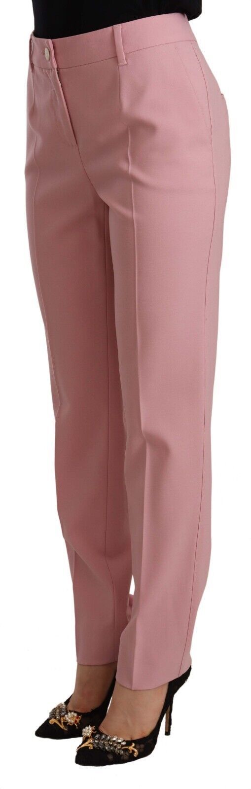 Dolce & Gabbana Pink Wool Stretch High Waist Trouser Pants