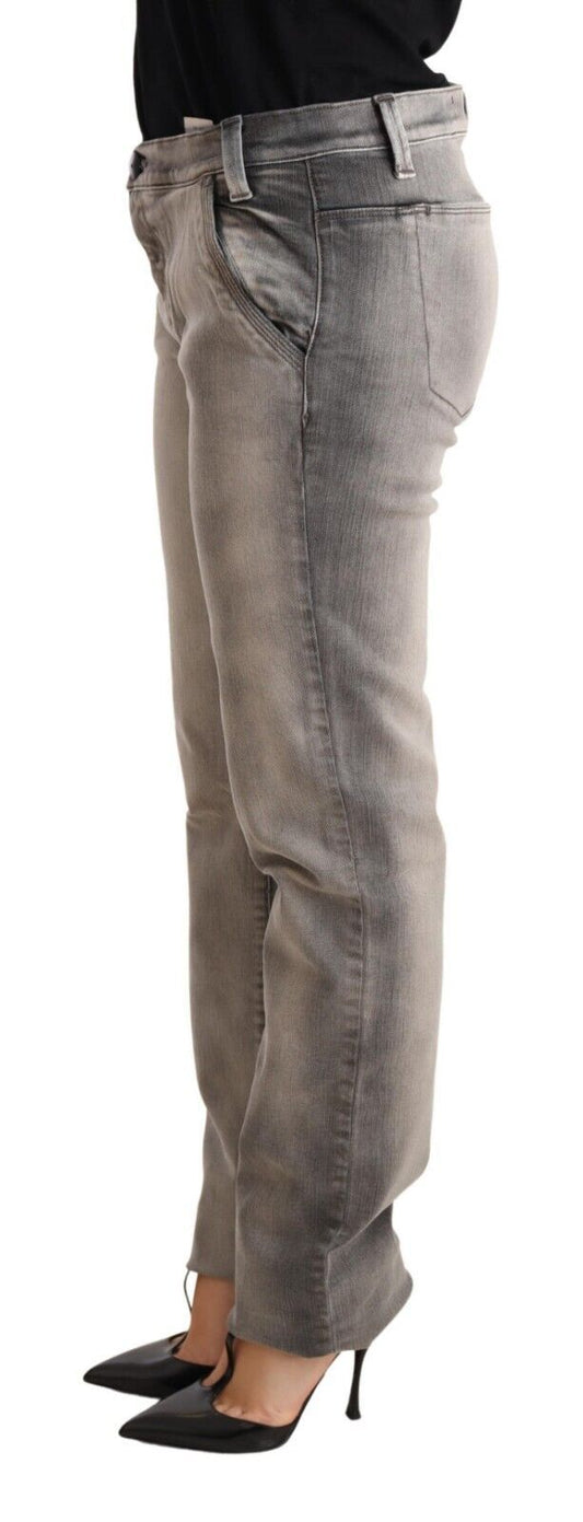 Ermanno Scervino Chic Gray Washed Low Waist Skinny Jeans