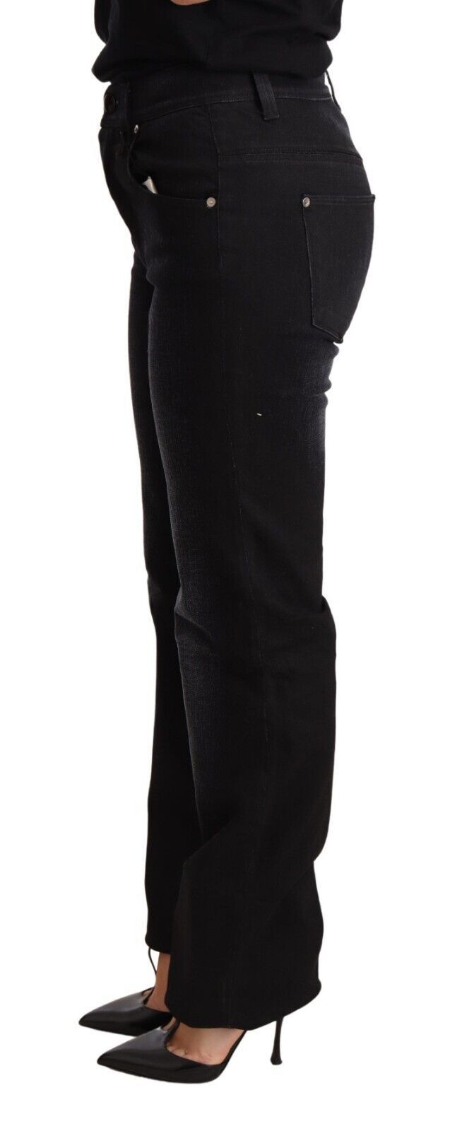 Ermanno Scervino Chic Black Washed Straight Cut Jeans