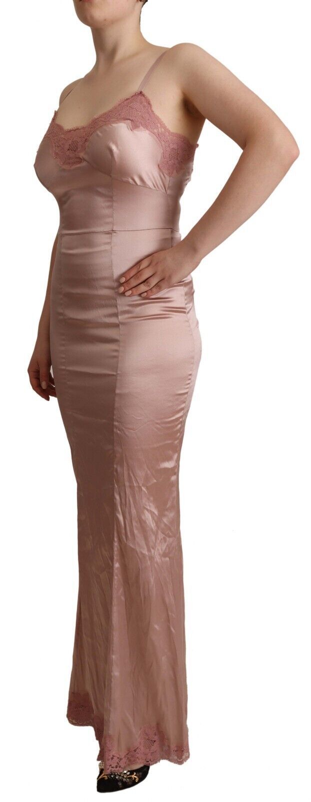 Dolce & Gabbana Pink Lace Long Bodycon Maxi Polyester Dress