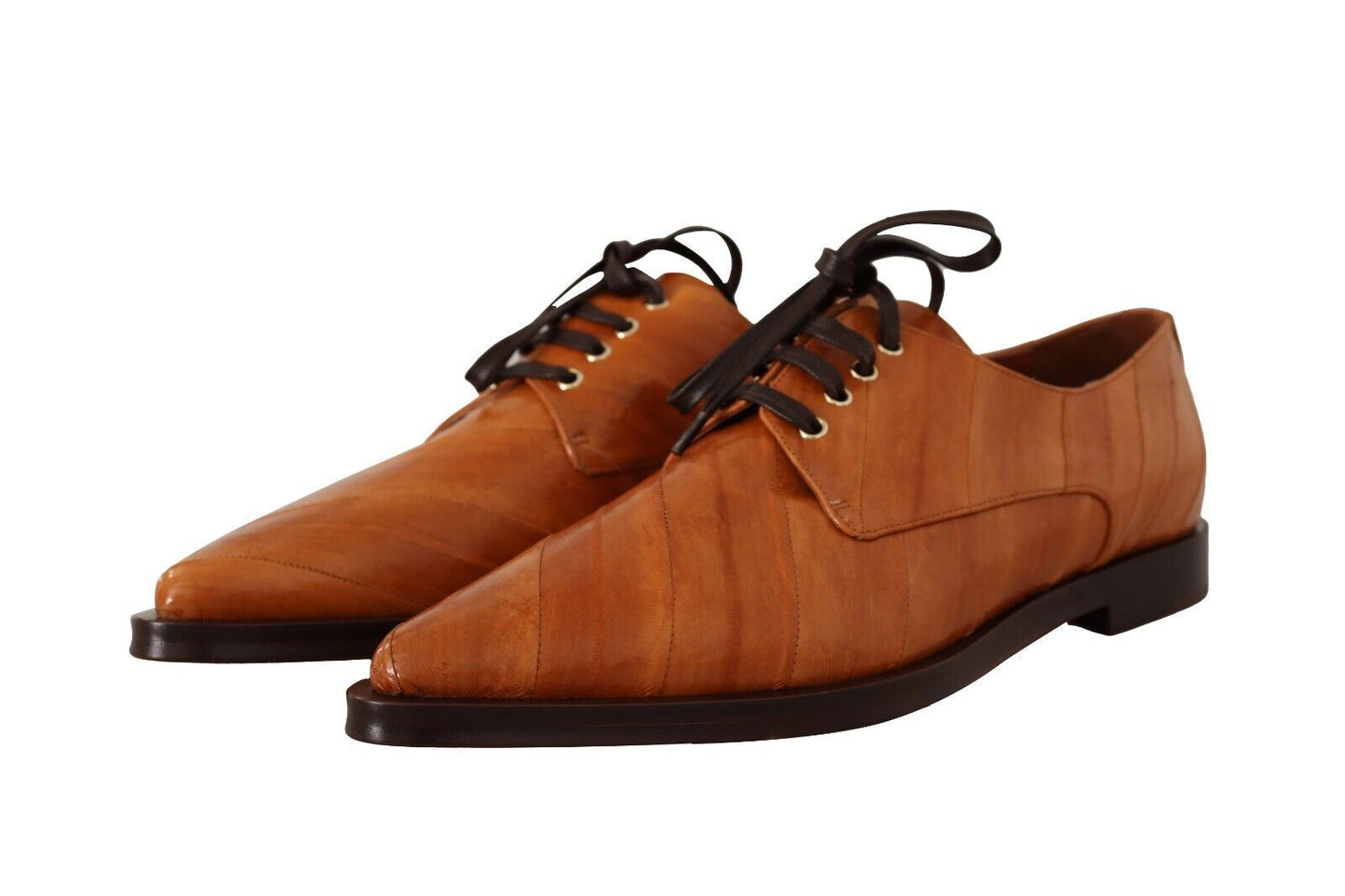 Dolce & Gabbana Brown Eel Leather Lace Up Formal Shoes