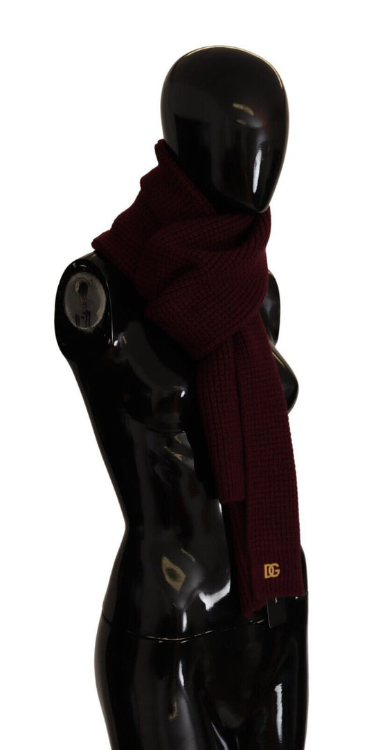 Dolce & Gabbana Elegant Cashmere Knit Scarf in Dark Red