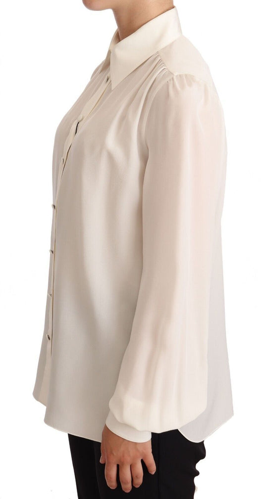 Dolce & Gabbana Elegant Silk Top in Off White