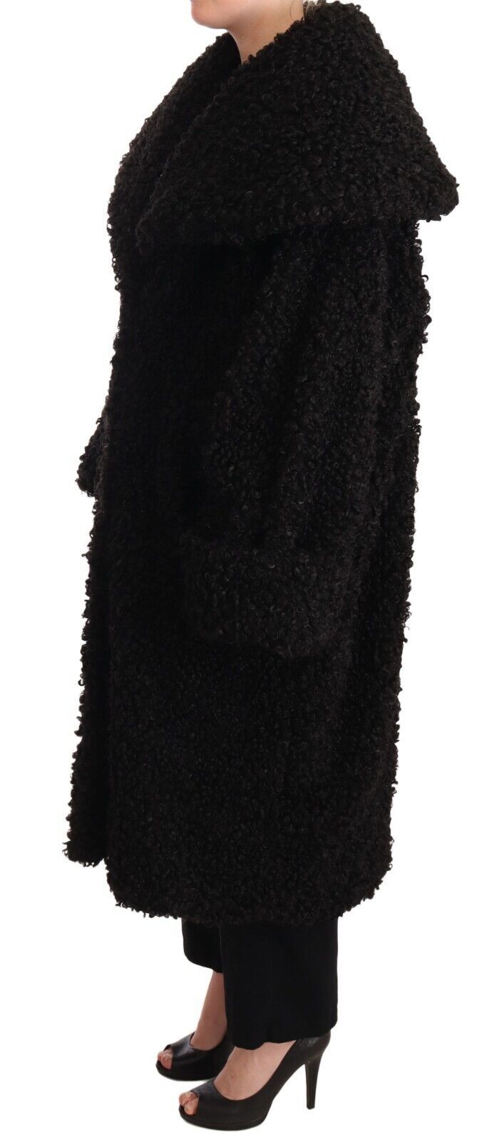 Dolce & Gabbana Elegant Black Fur Cape Trench Coat
