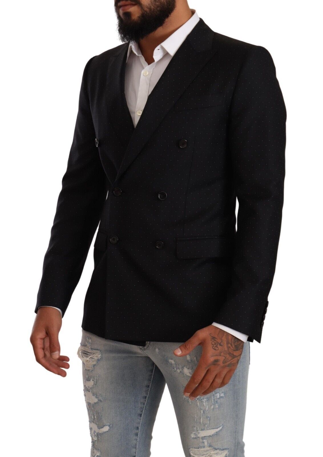 Dolce & Gabbana Black Dotted Double Breasted MARTINI Jacket