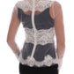Dolce & Gabbana White Floral Lace Blouse Mock Neck Top
