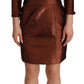 GF Ferre Metallic Brown Long Sleeves Square Neck Sheath Dress