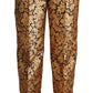 Dolce & Gabbana Gold Floral Jacquard Straight Polyester Pants