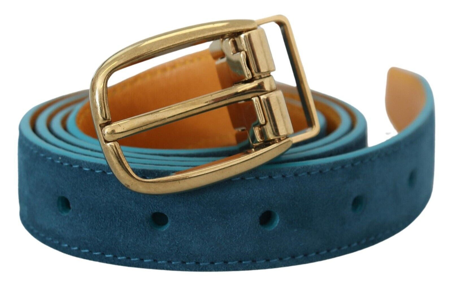 Dolce & Gabbana Elegant Blue Velvet Leather Belt