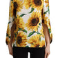 Dolce & Gabbana Sunflower Print Cotton Elbow Sleeve Blouse