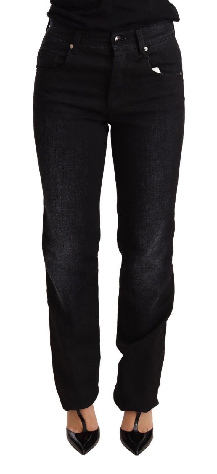 Ermanno Scervino Chic Black Washed Straight Cut Jeans