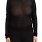 Dolce & Gabbana Black Turtleneck Sheer Pullover Top Sweater