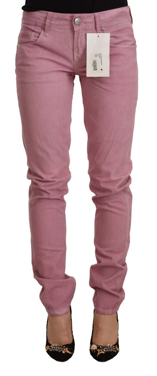 Acht Elegant Pink Slim Fit Denim Jeans