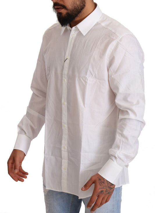 Dolce & Gabbana White Cotton Martini Fit Shirt