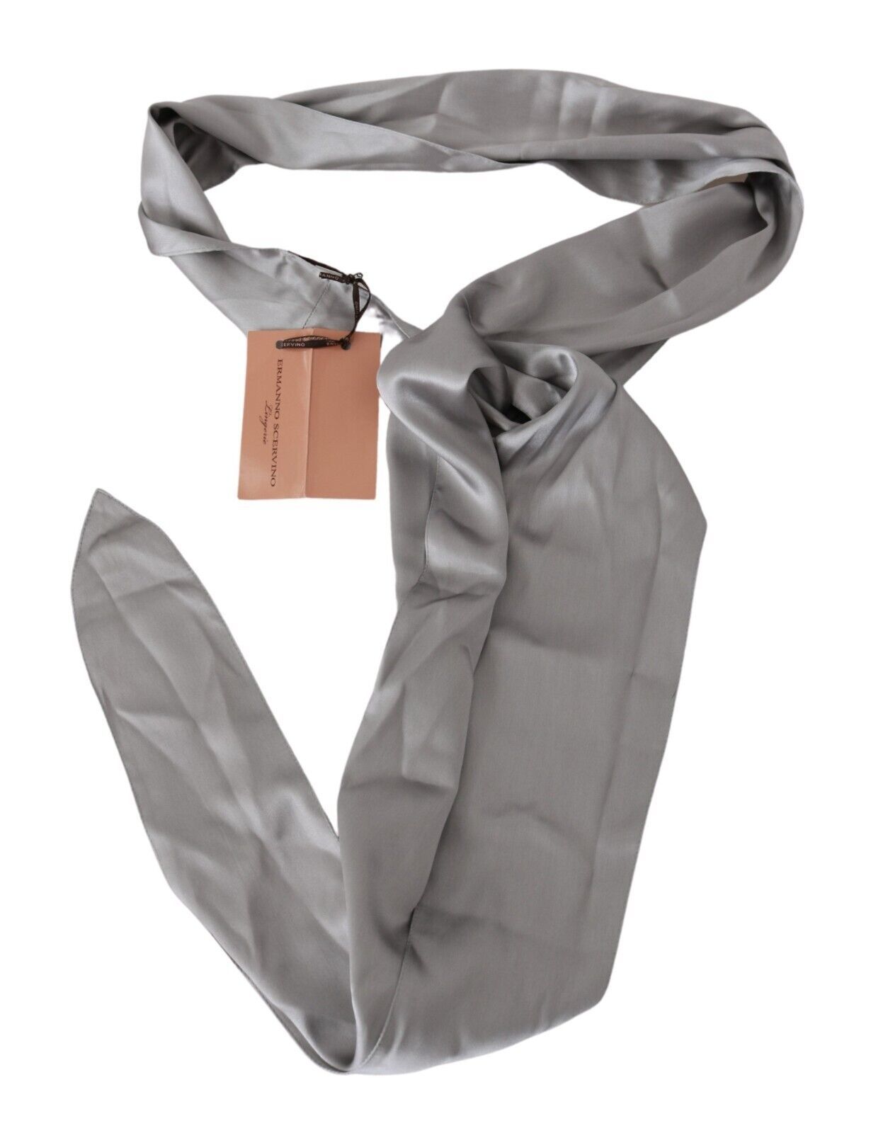 Ermanno Scervino Metallic Silver Silk Neck Wrap Shawl Scarf