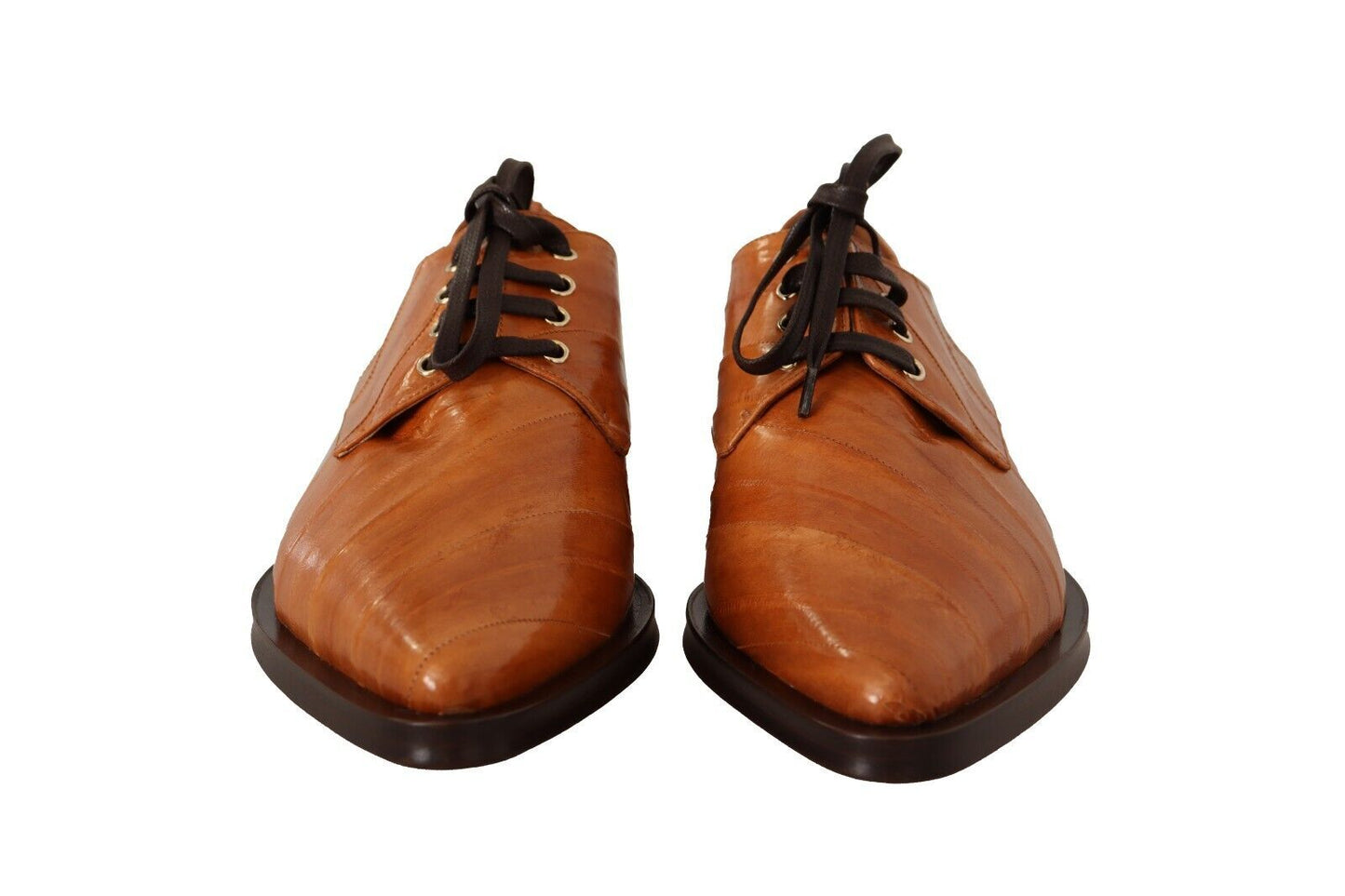 Dolce & Gabbana Brown Eel Leather Lace Up Formal Shoes