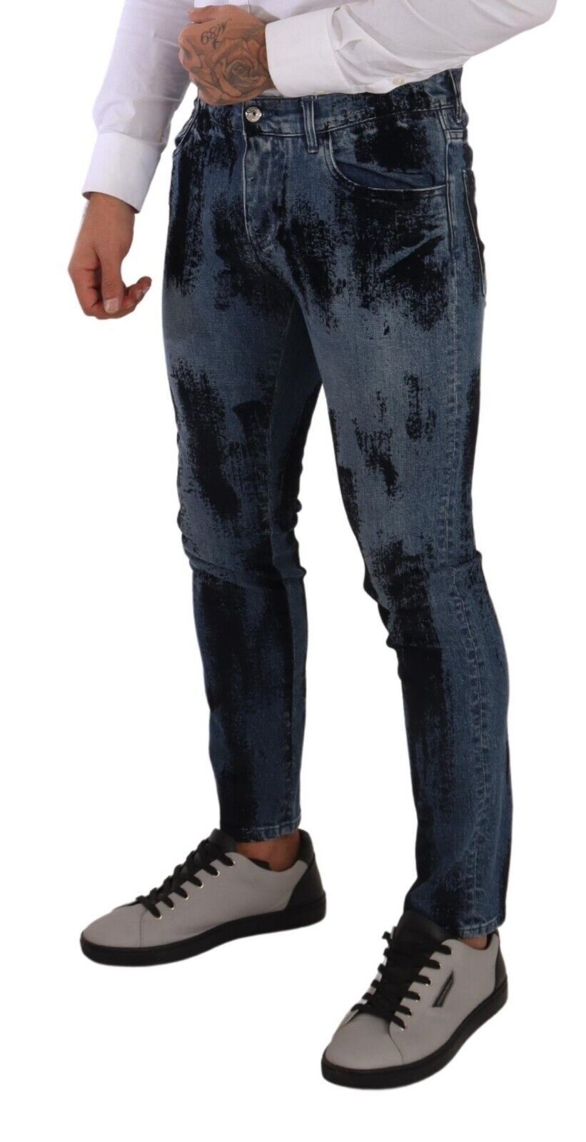 Dolce & Gabbana Blue Black Cotton Skinny Denim Jeans