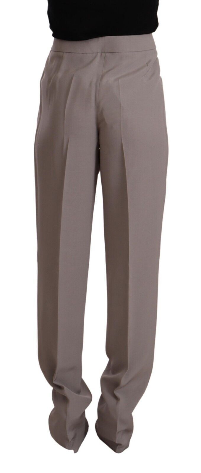 Armani Brown High Waist Silk Tapered Long Pants
