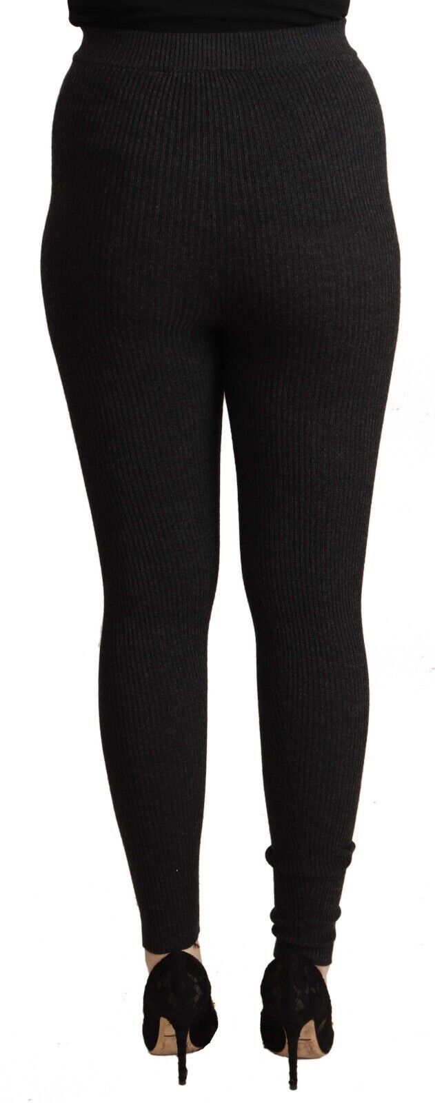 Dolce & Gabbana Black Virgin Wool Stretch Waist Tights Pants