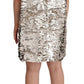 MSGM Silver Sequined Polyester Short Sleeves Shift Mini Dress