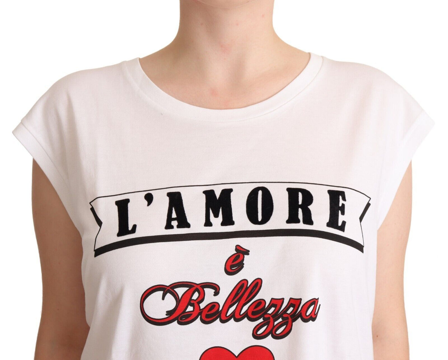 Dolce & Gabbana Elegant White Motive Print Tank Top