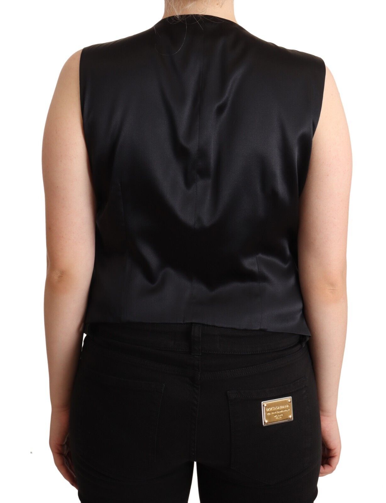 Dolce & Gabbana Black Button Down Sleeveless Vest Waiscoat Top