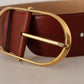 Dolce & Gabbana Maroon Leather Gold Metal Oval Buckle Belt