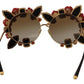 Dolce & Gabbana Elegant Round Metal Sunglasses with Rose Detail