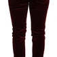 Dolce & Gabbana Red Velvet Skinny Trouser Cotton Stretch Pants