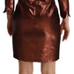GF Ferre Metallic Brown Long Sleeves Square Neck Sheath Dress