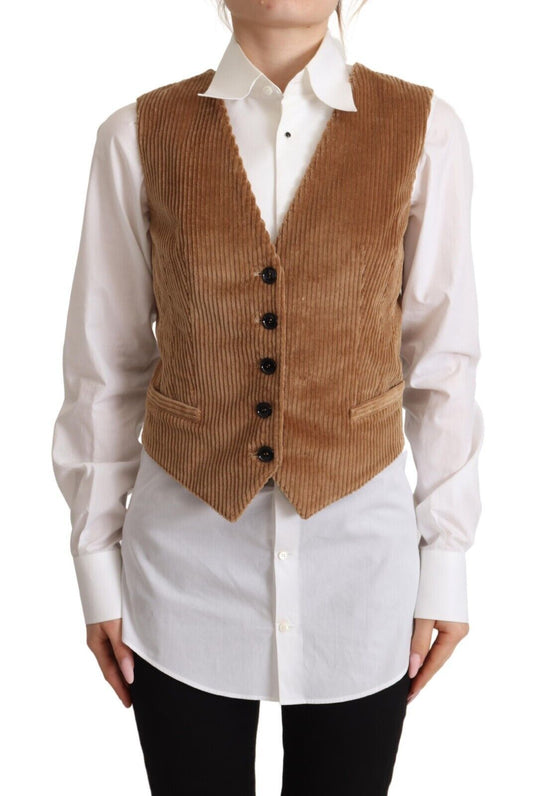 Dolce & Gabbana Elegant Sleeveless V-Neck Corduroy Vest